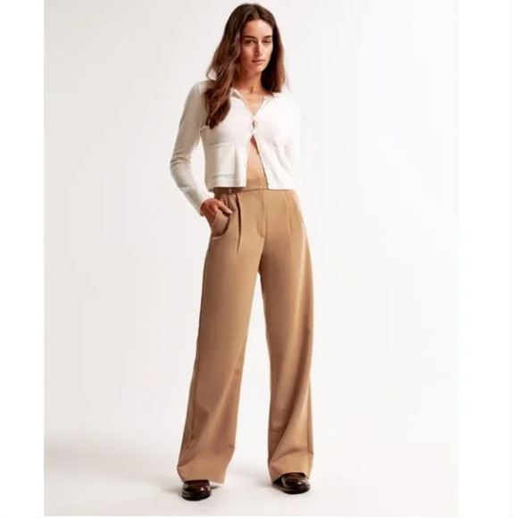 ABERCROMBIE & FITCH Sloane Tailored Pant Tan Wide Leg Sz 28/6S NWT $90 {GG29} - Picture 7 of 11